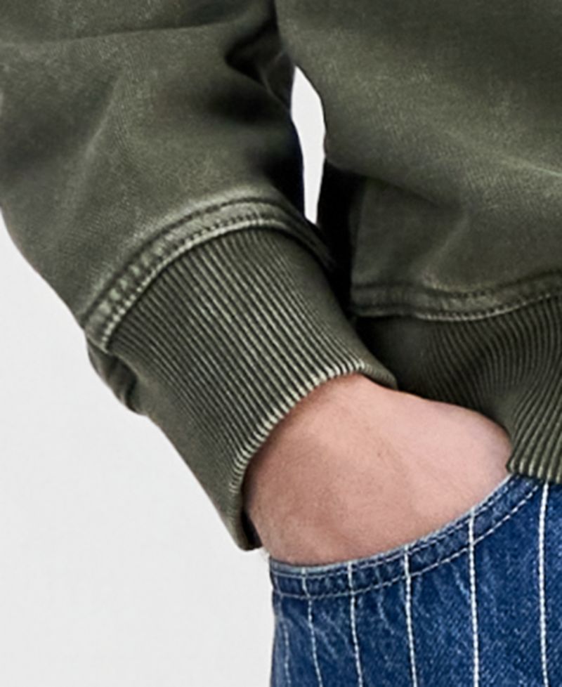 Men's Distressed Logo Quarter-Zip Sweater