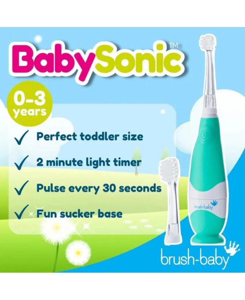 First Tooth Gift Set | Includes BabySonic Teal Electric Toothbrush, Baby's First Brush & Teether & Chewable Toothbrush