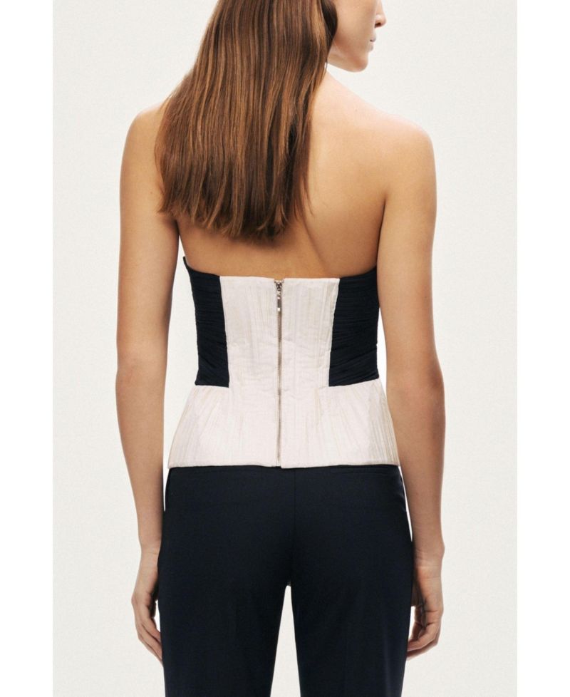 Women's Structured Strapless Contrast Bustier Top