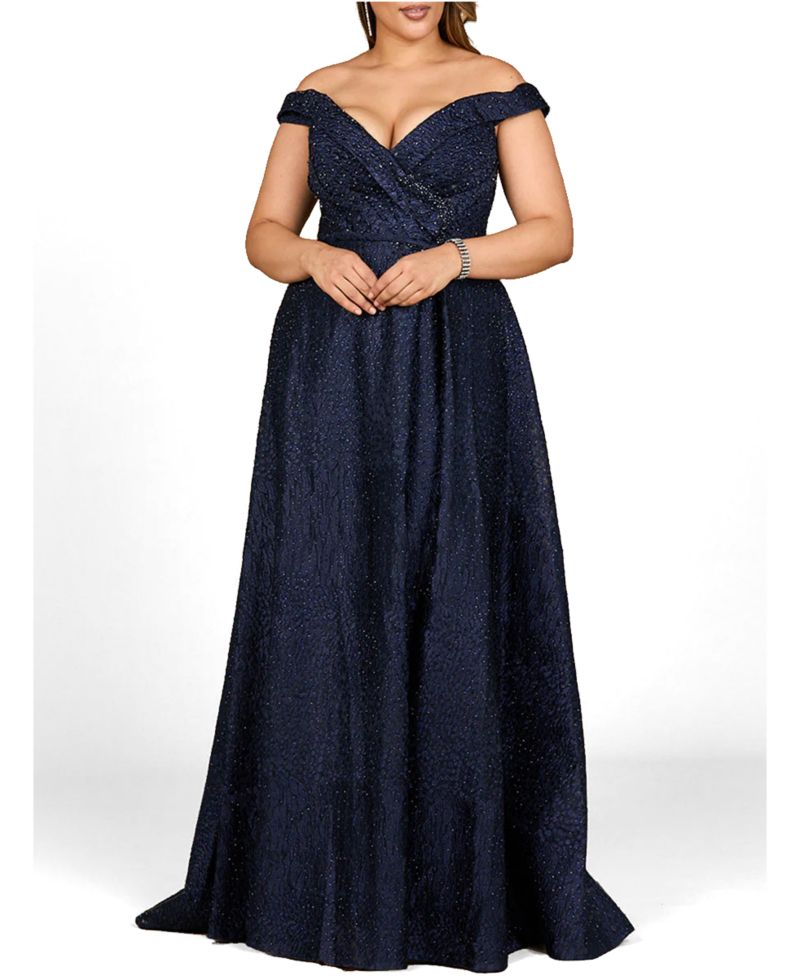 Women's Tonal Beaded Off Shoulder BalL Gown
