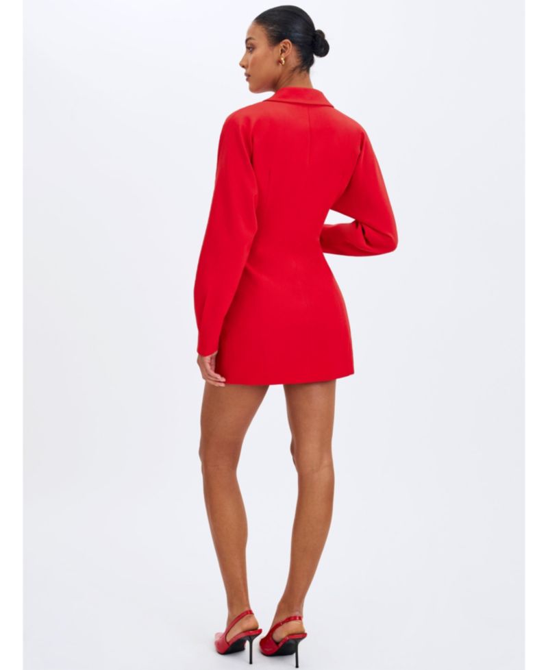 Women Blythe Cherry Red Batwing Blazer Mini Dress