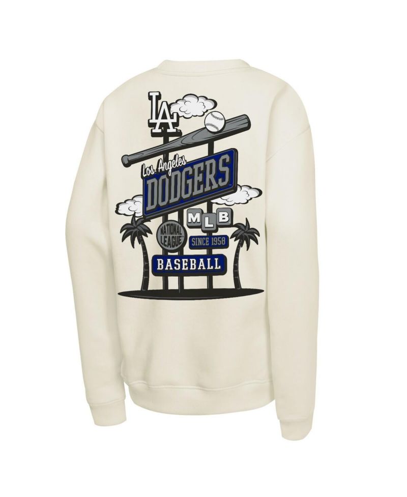 Big Boys and Girls Natural Los Angeles Dodgers Retro Billboard Sweatshirt
