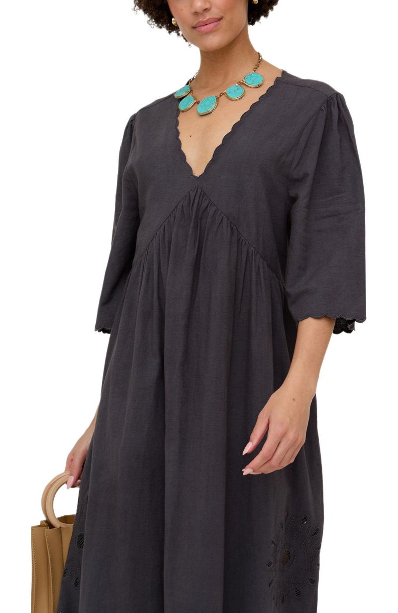 Women's Ibiza Smock Embroidered Midi Dress