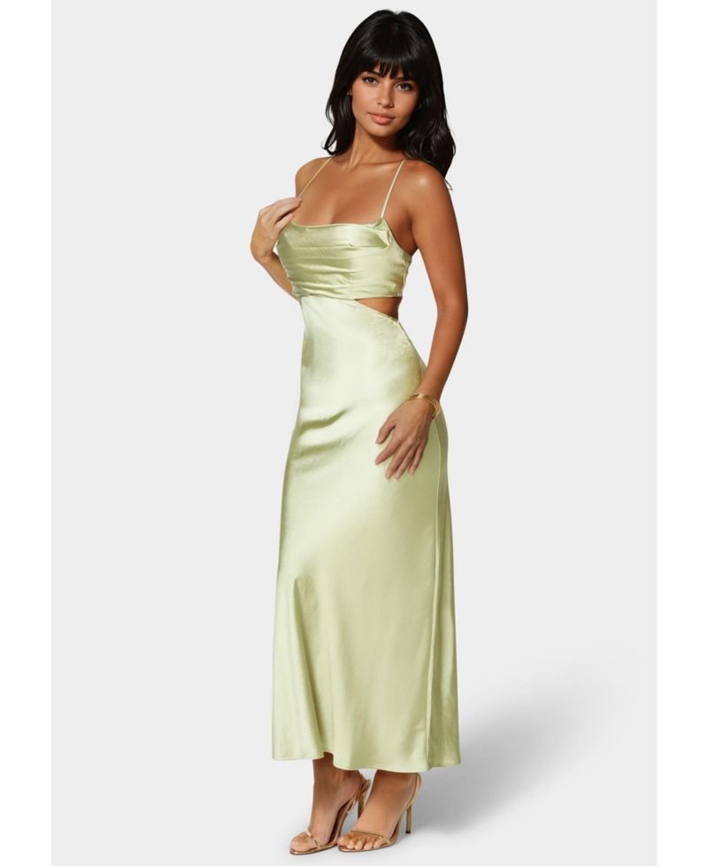 Women's Open Back Cut Out Midi Slip Dress