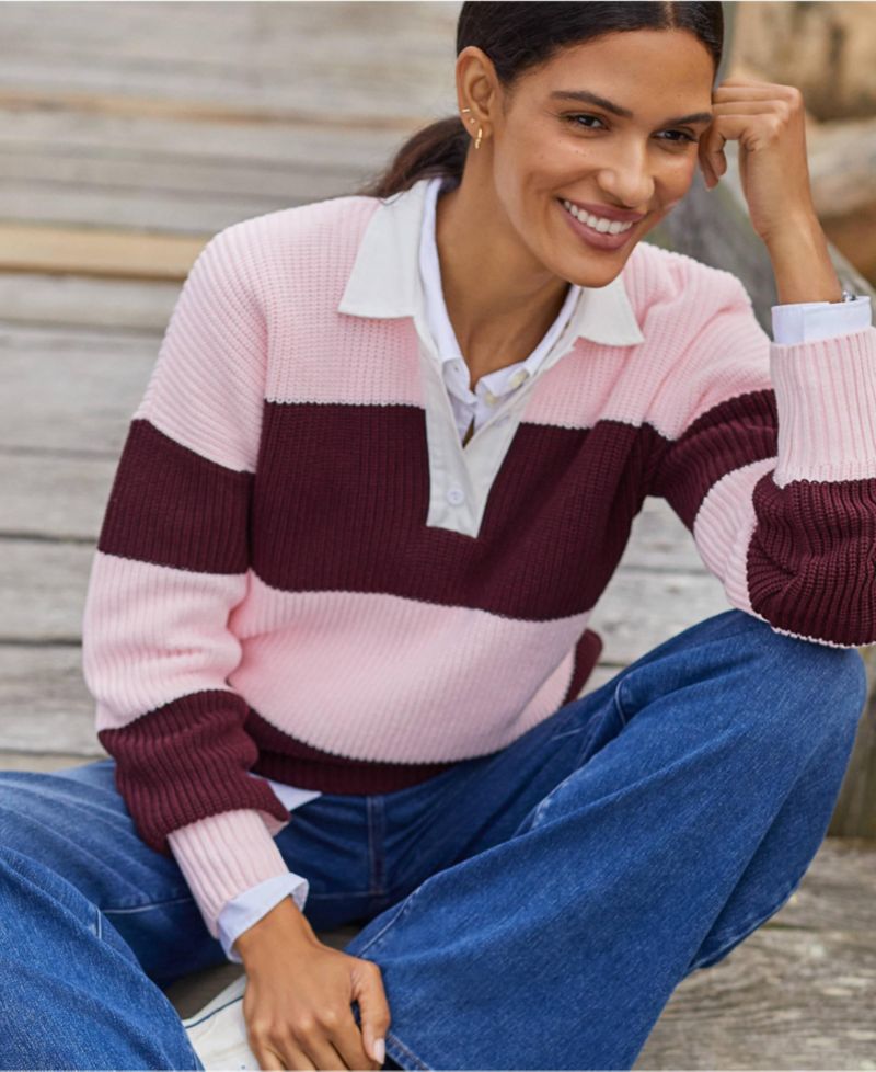 Women's Drifter Rugby with Woven Collar Sweater