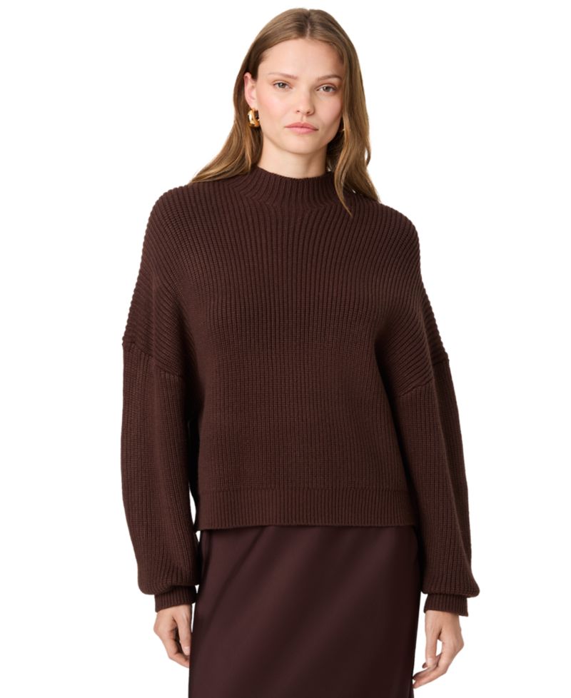 Women's Babysoft Rib Mock Neck Relaxed-Fit Long-Sleeve Pullover Sweater