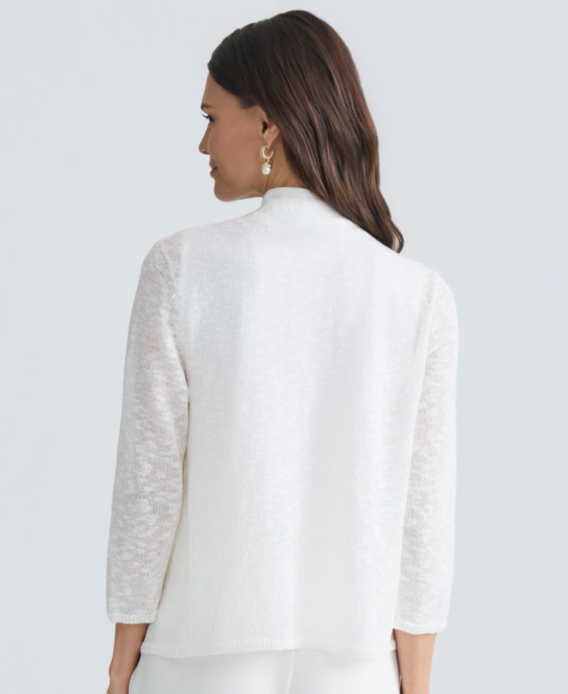 Women's 3/4-Sleeve Open-Front Sheer Cardigan, Regular & Petite