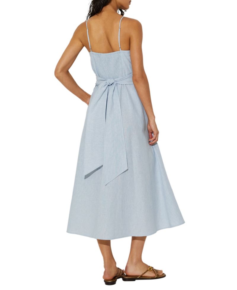 Women's Karlie Linen-Cotton Blend Sweetheart A-Line Midi Dress