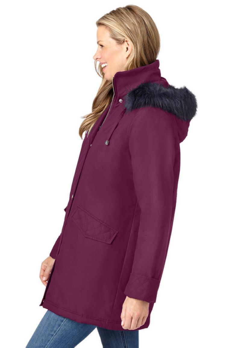 Plus Size Faux Fur Down Parka Coat