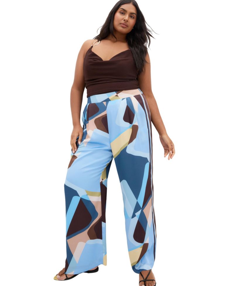 Plus Size Amaya Abstract Print Wide Leg Pant