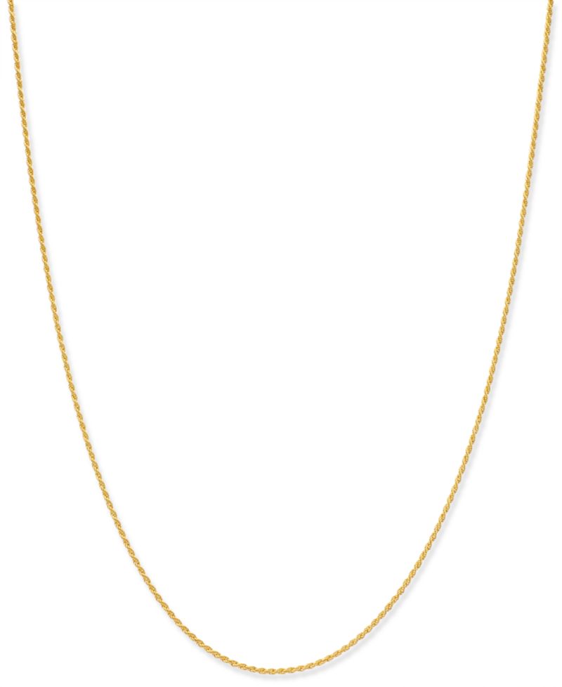 Thin Rope Chain Necklace 16" - 24" (1.5mm) in 18k Gold-Plate Over Sterling Silver or Sterling Silver