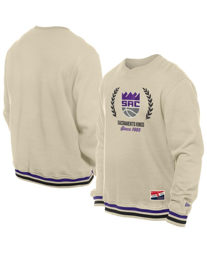 Men's White Sacramento Kings Throwback Vintage Pullover Sweatshirt