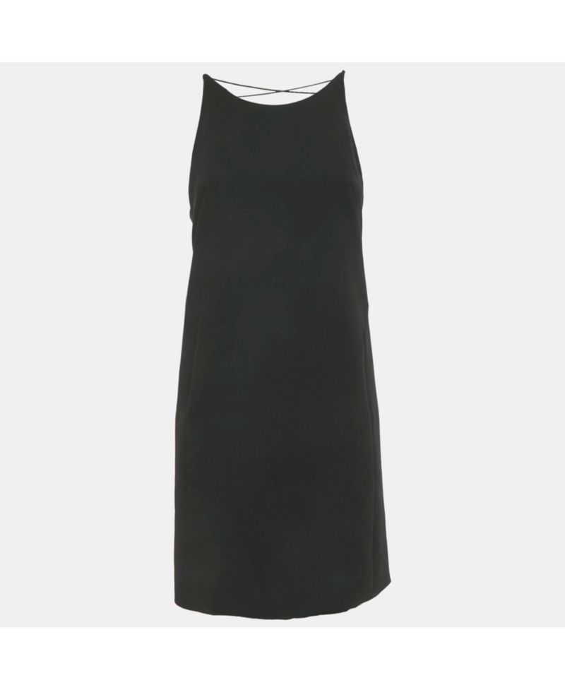 Women's Black Crepe Crisscross Detail Mini Dress