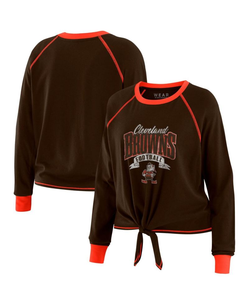 Women's Brown/Orange Cleveland Browns Tie-Front Long Sleeve Top