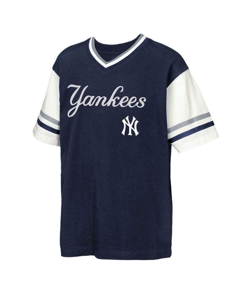 Big Boys and Girls Navy New York Yankees Big League Base Runner Ringer T-Shirt