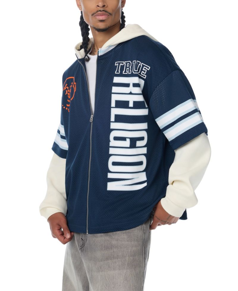 Men's Y2K Football Jersey Zip Hoodie