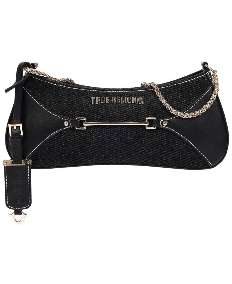 Women's Zip Top Denim Shoulder Bag