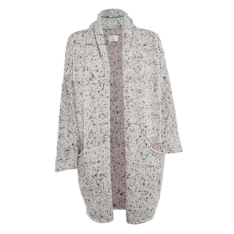 Women's Grey Knit Open Front Cardigan
