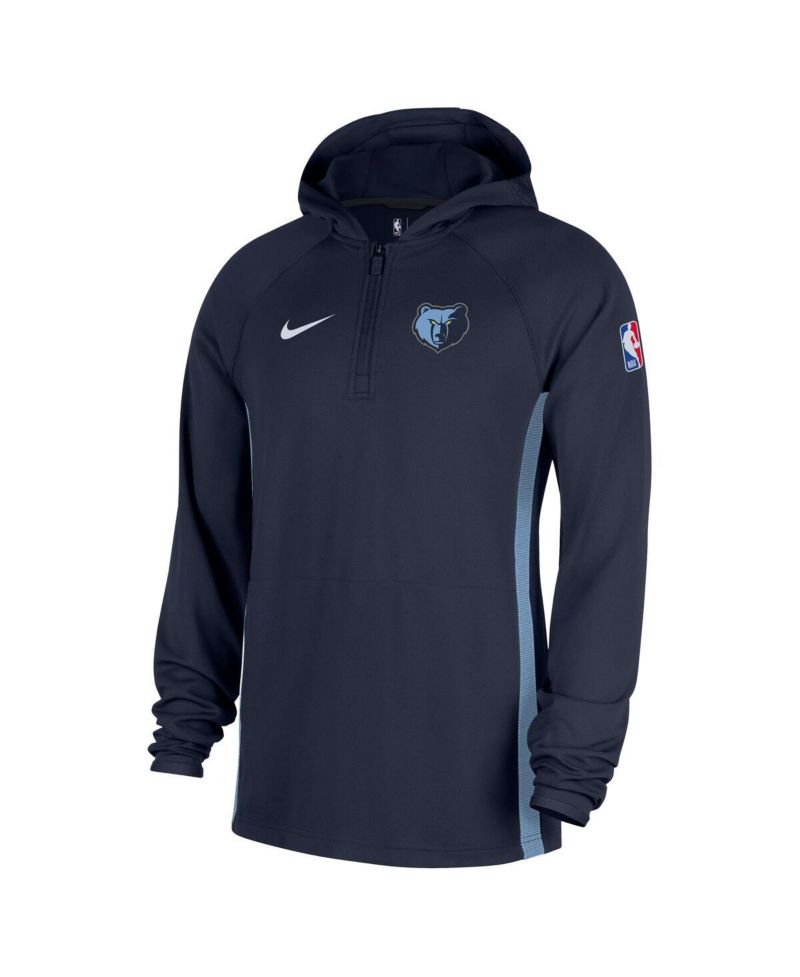 Men's Navy Memphis Grizzlies Authentic On Court Zone Quarter-Zip Dri-FIT Hoodie Jacket