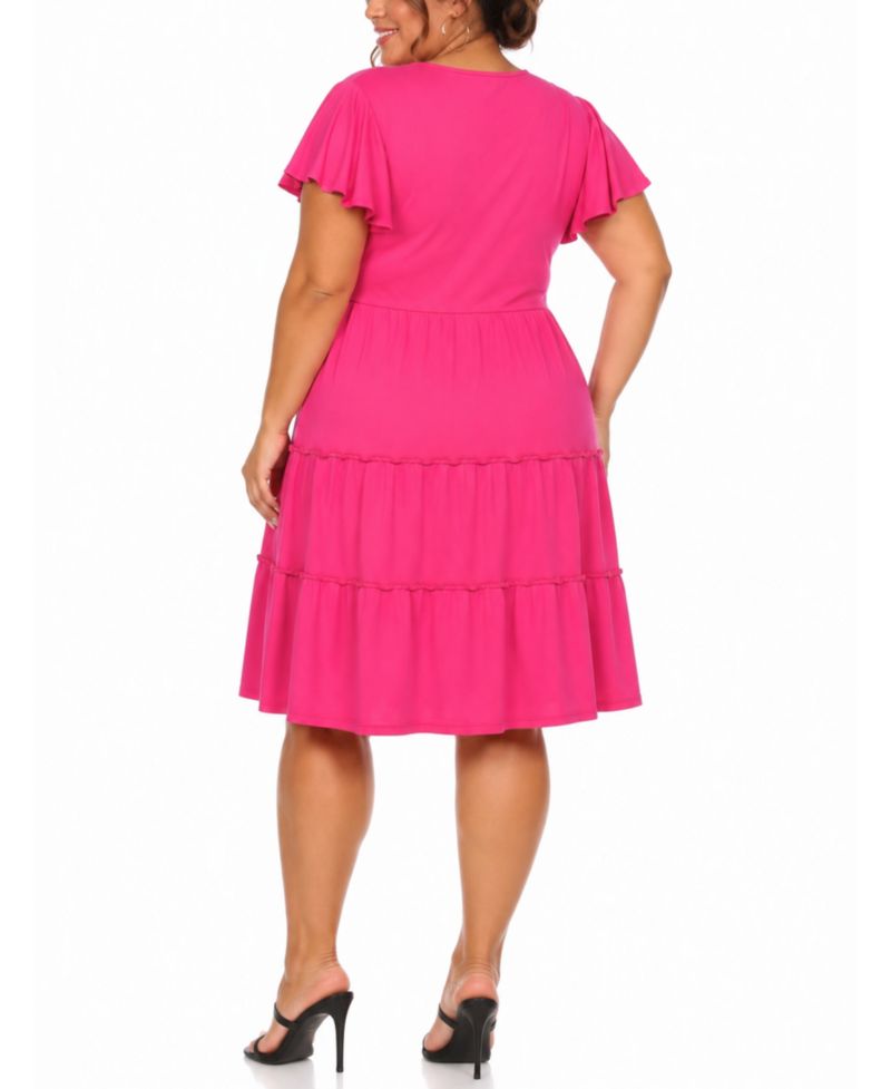 Plus Size Ruffle-Sleeve Tiered Dress