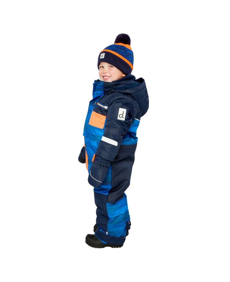 Big Boys (6-14) One Piece Play Snowsuit Blue with Stripes