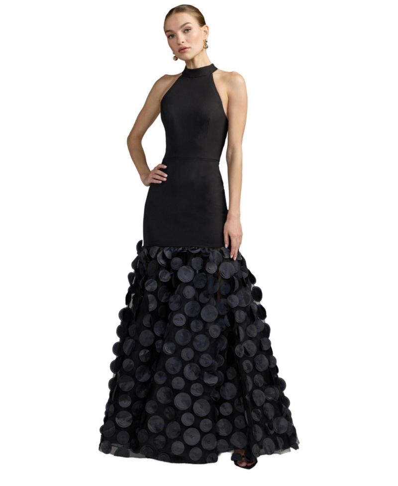Women's Halter Rosette Ball Gown