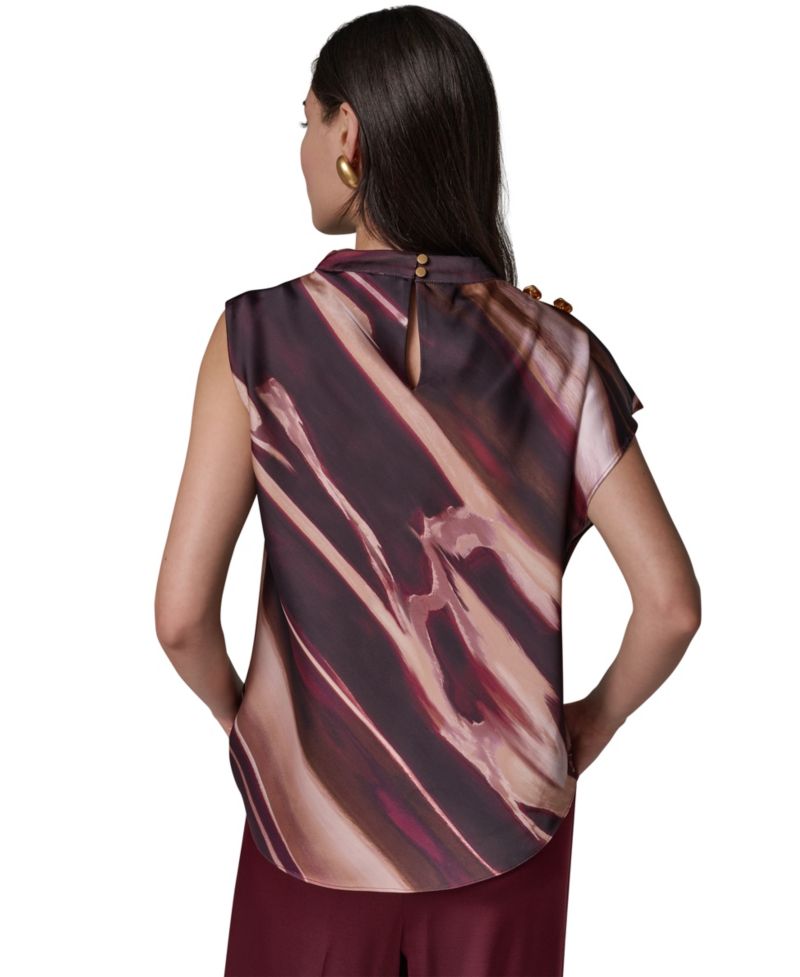Women's High-Neck Asymmetrical Sleeveless Blouse