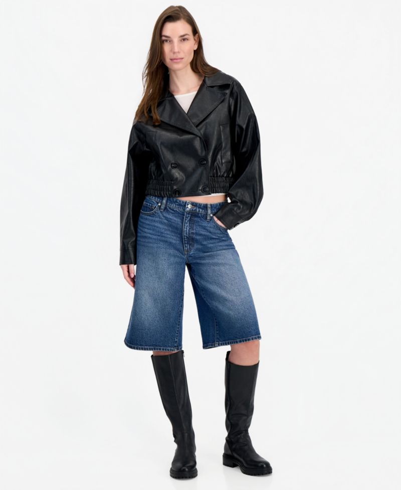 Women's Cropped Faux-Leather Jacket