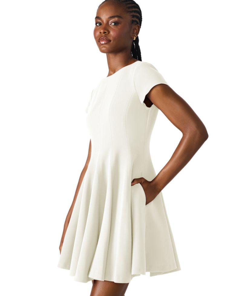 Women's Nili Boat Neck Short-Sleeve Fit & Flare Short Dress