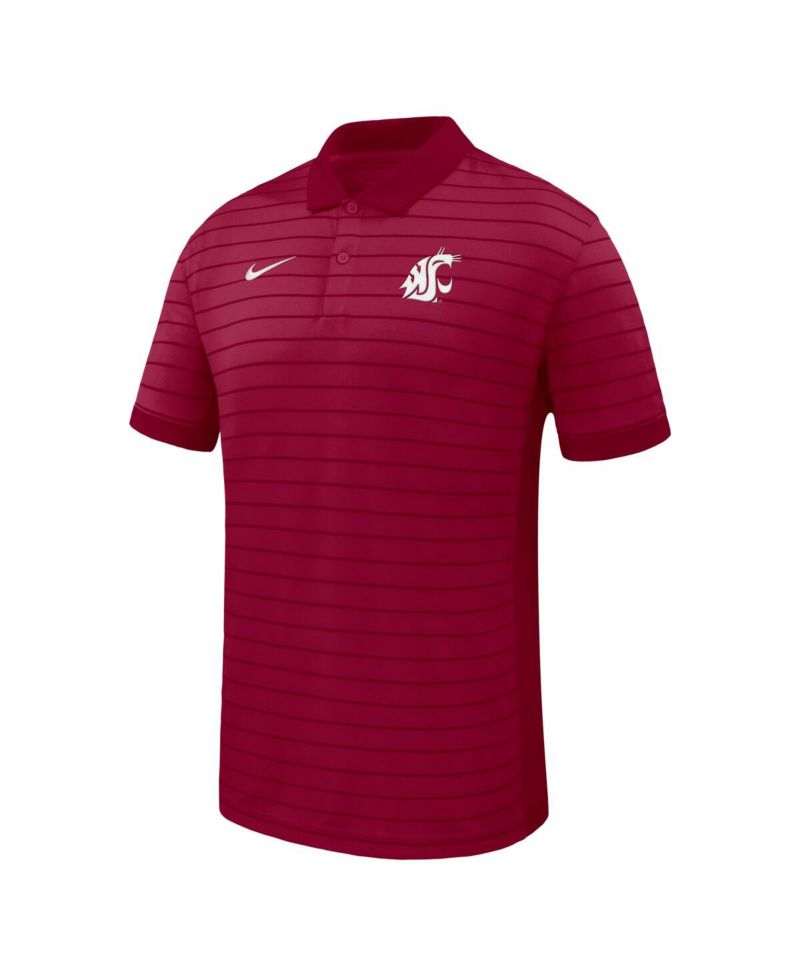 Men's Crimson Washington State Cougars 2025 Early Season Coaches Sideline Victory Stripe Performance Polo Shirt
