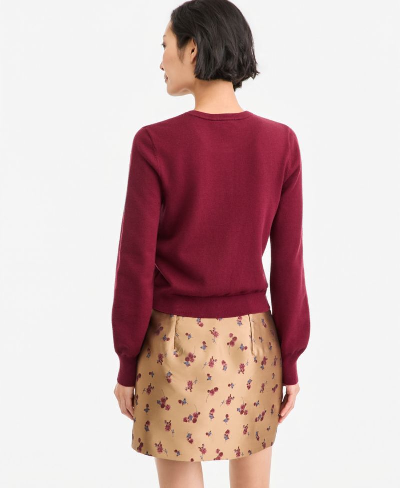 Women's Crewneck Long-Sleeve Cropped Cardigan
