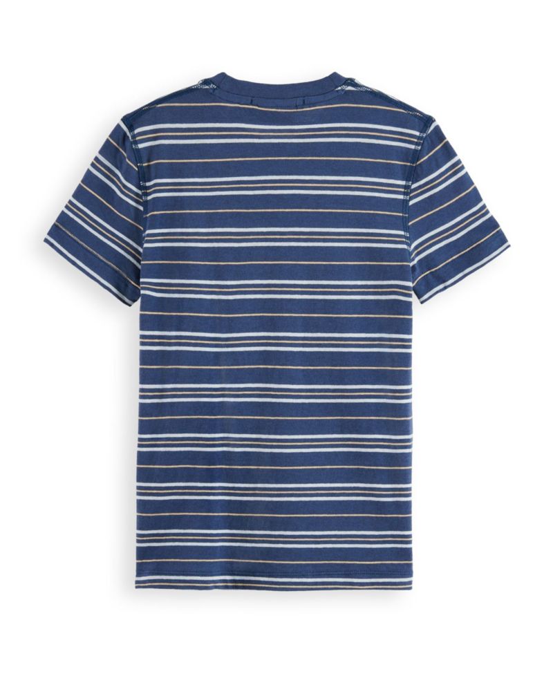Little and Big Boys Yarn Dyed Linen Blend Striped T-Shirt