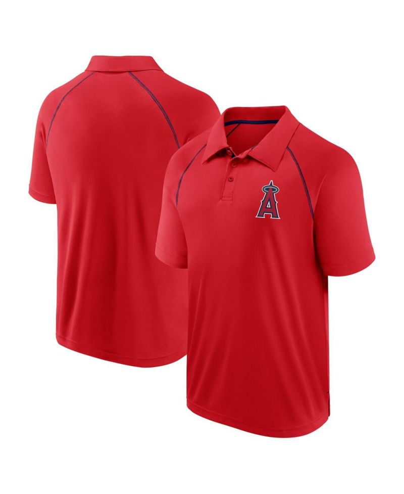 Men's Red Los Angeles Angels Strong Alone Raglan Polo Shirt