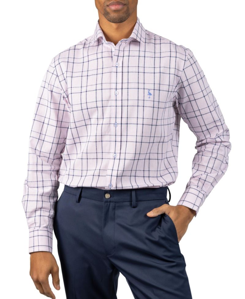 Men's Yarn Dyed Linen Large Check Long Sleeve Shirt