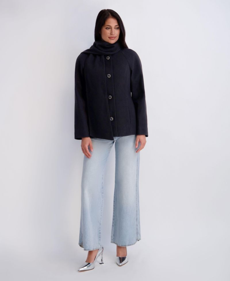 Women's Faux-Wool Funnel Neck Scarf Coat