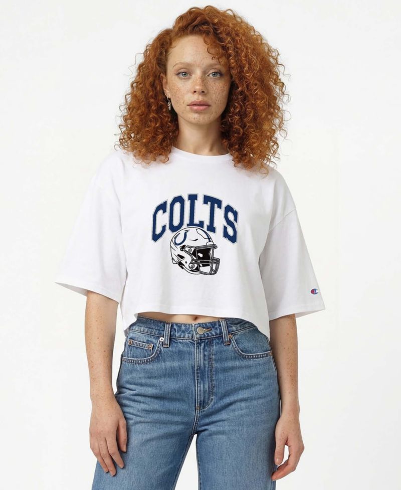 Women's Indianapolis Colts Boyfriend Cropped Oversized T-Shirt