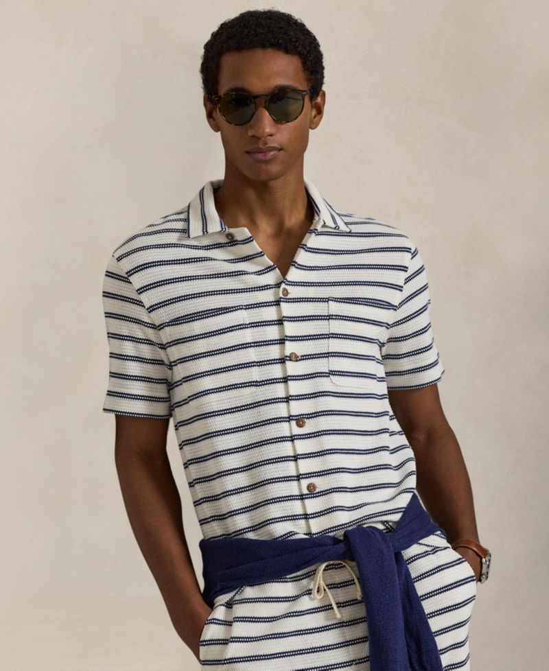 Men's Striped Camp Collar Shirt