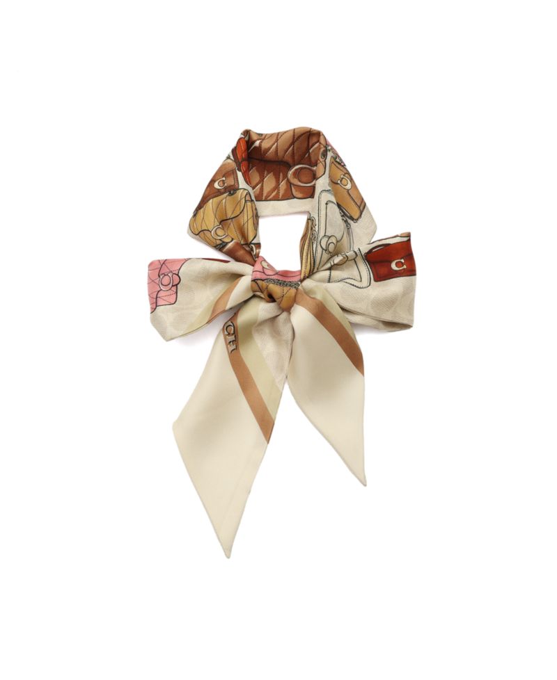 Women's Stacked Tabby Printed Wide Silk Skinny Scarf