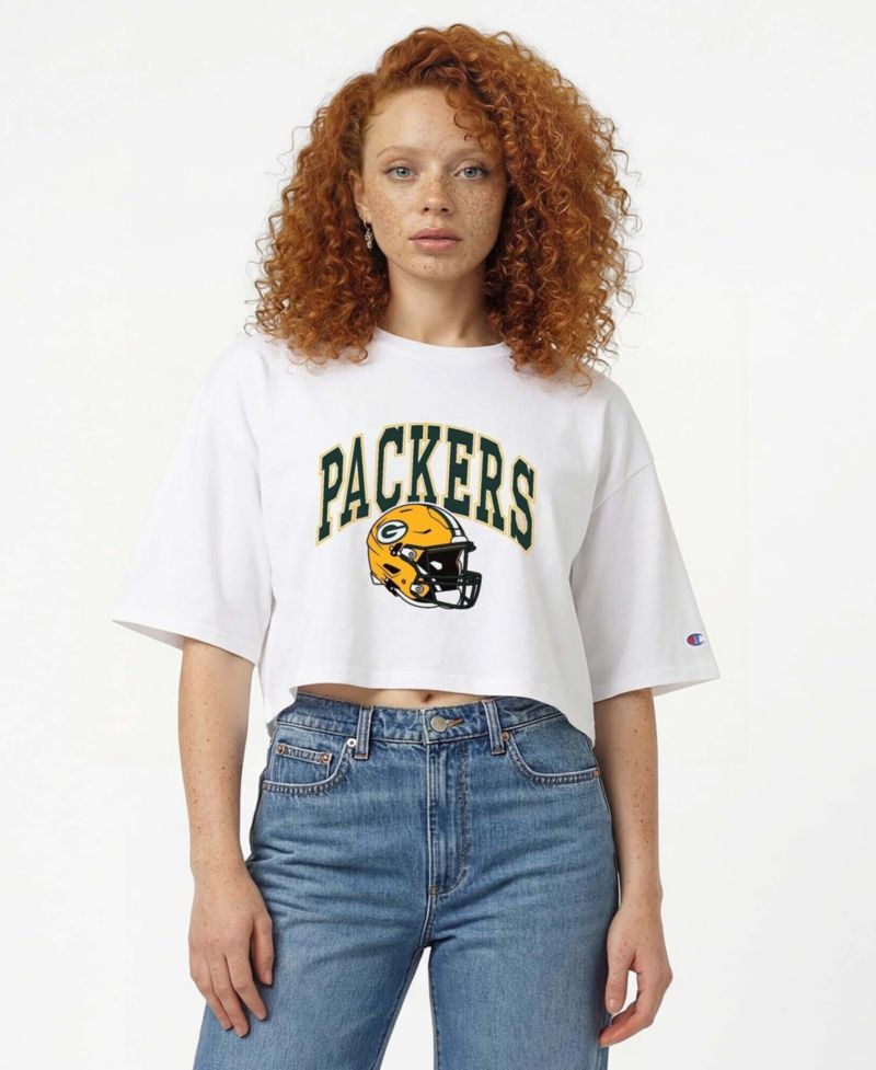 Women's Green Bay Packers Boyfriend Cropped T-Shirt