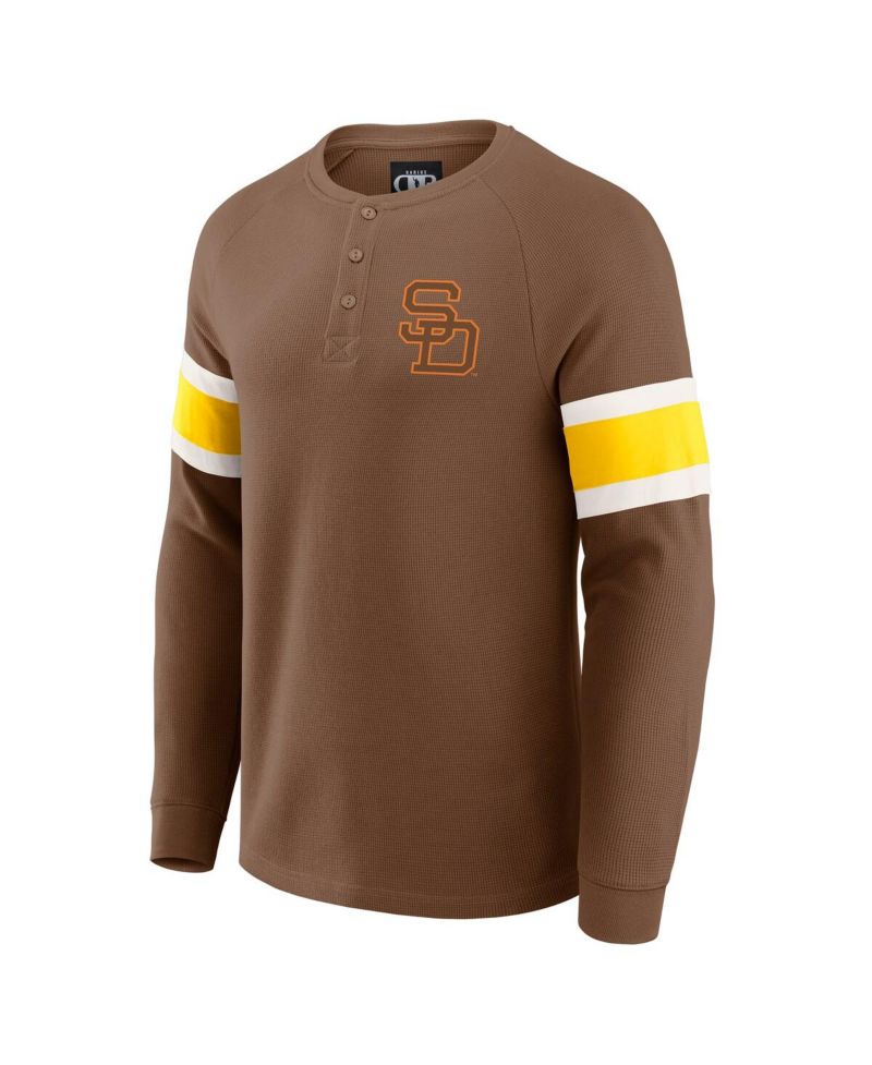 Darius Rucker Collection by Men's Brown San Diego Padres Waffle-Knit Raglan Long Sleeve Henley T-Shirt