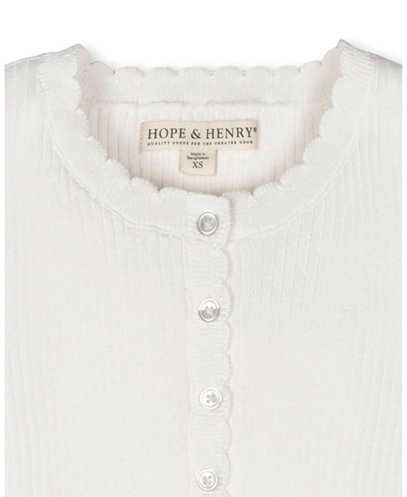 Women's Hope and Henry Organic Pointelle Sleeve Henley Sweater