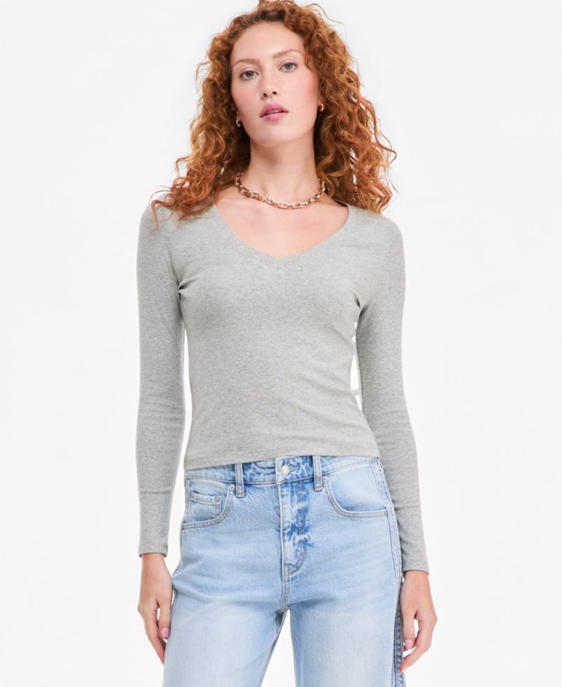 Women's Long Sleeve Cropped V-Neck Meet & Greet T-Shirt