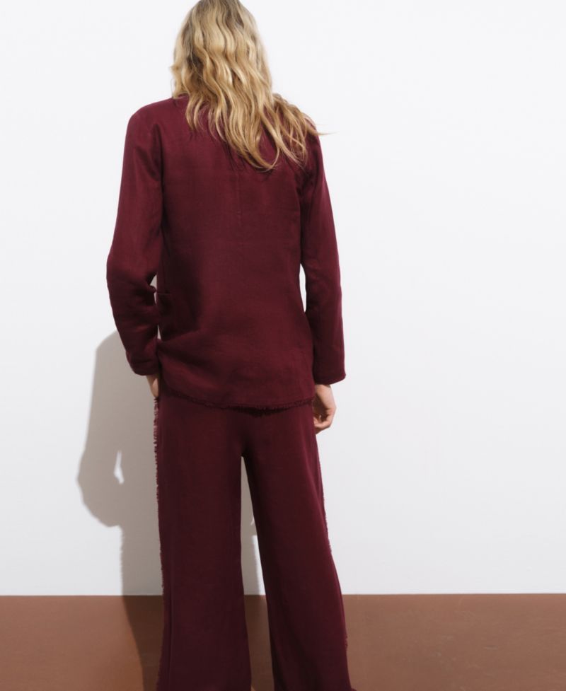 Women's Frayed Ends Linen Suit Blazer