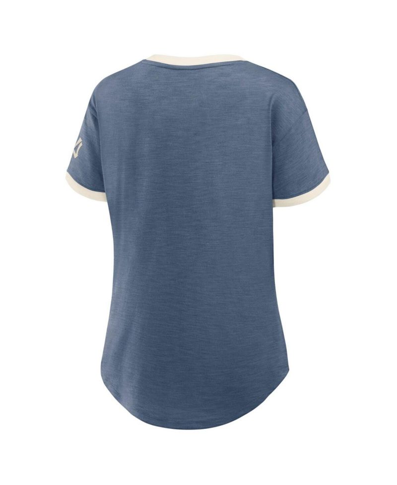 Women's Navy New York Yankees Cooperstown Collection Vintage Play V-Neck T-Shirt