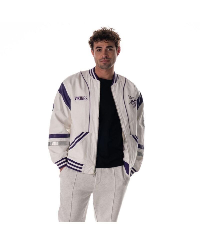 Men's and Women's White Minnesota Vikings Oversized Retro Full-Zip Jacket