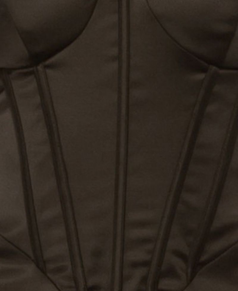 Juniors' Off-the-Shoulder Satin Corset-Style Midi Dress