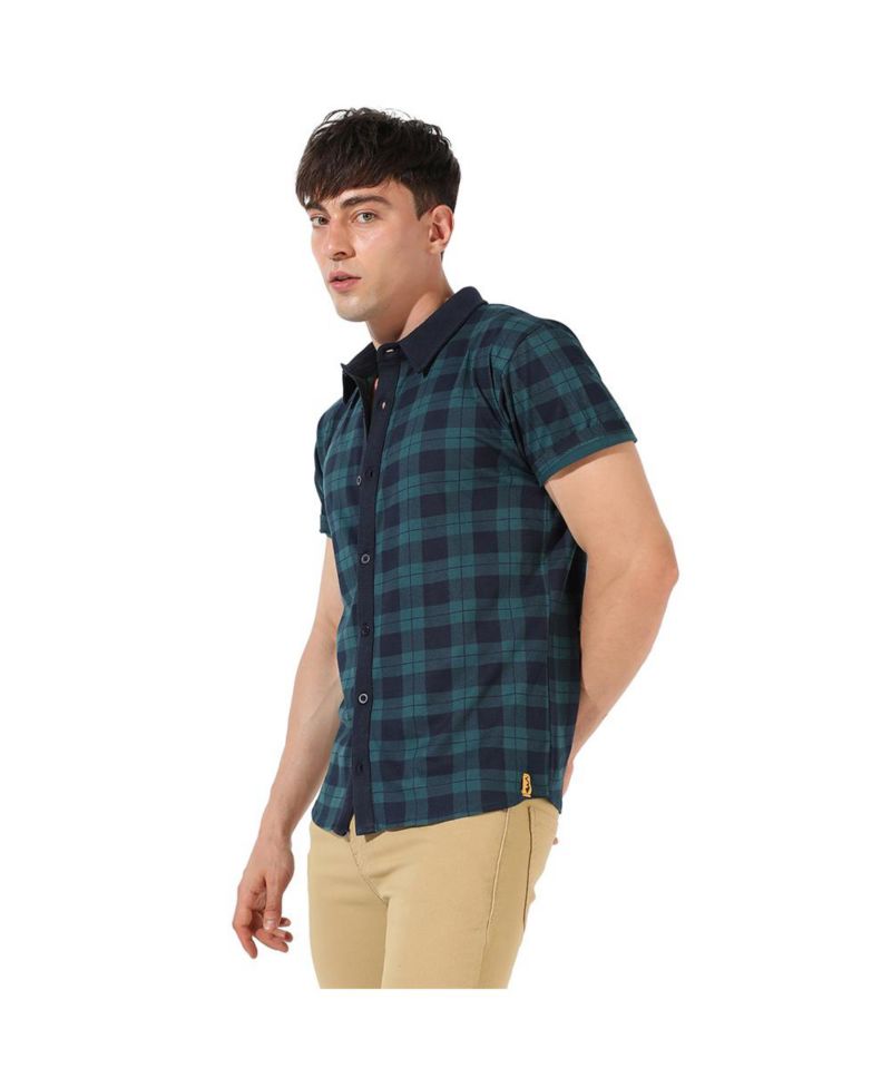 Men's Green & Blue Tartan Plaid Shirt