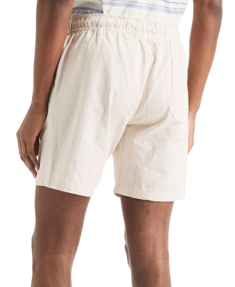 7" Striped Slub Textured Pull-On Drawstring Short