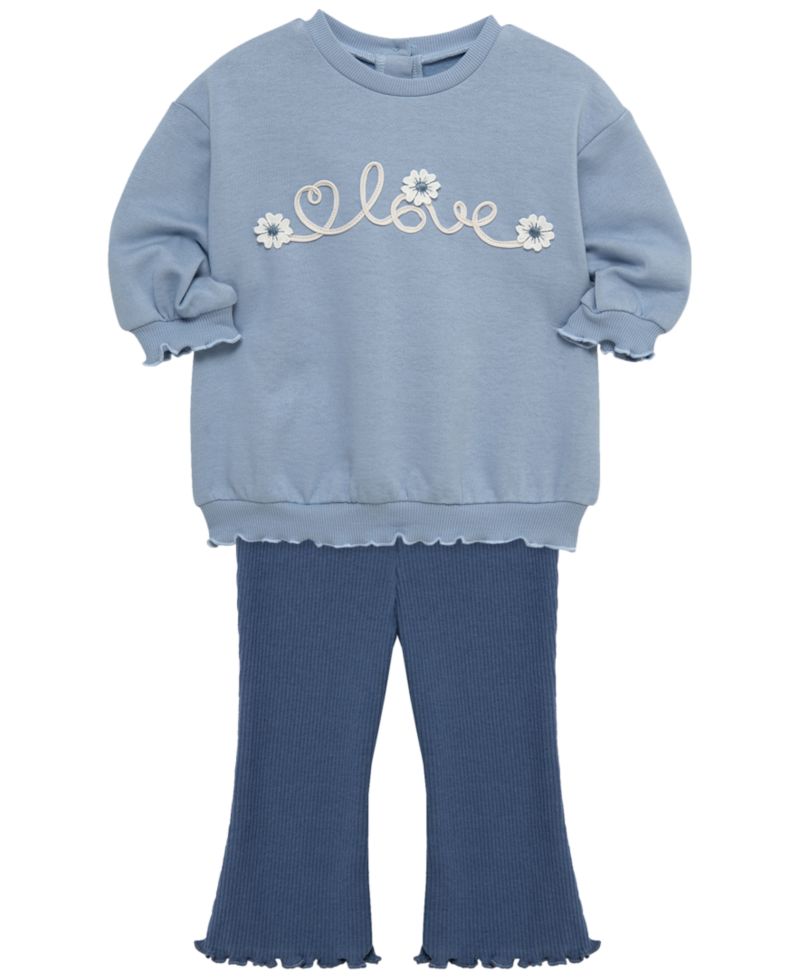 Baby Girls' Round Neck Sweatshirt and Leggings, 2-Piece Set
