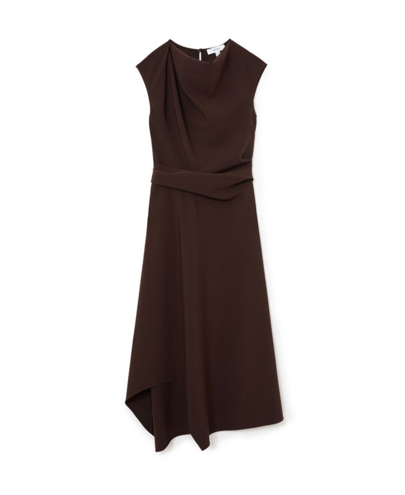 Women's Camilla Cowl Neck Asymmetric Hem Gathered-Detail Midi Dress